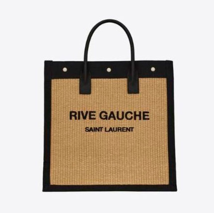 유럽직배송 입생로랑 SAINT LAURENT rive gauche n/s tote bag in embroidered raffia and leather 6316822M21E7070