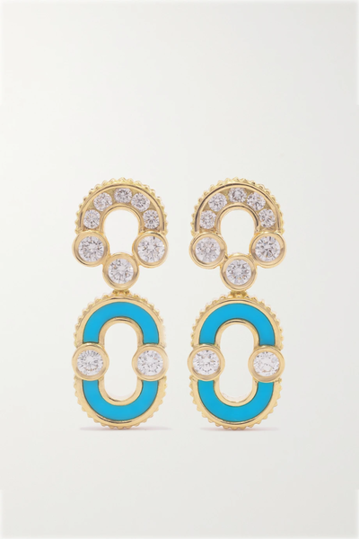 유럽직배송 빌티에 귀걸이 VILTIER Magnetic Solo 18-karat gold, turquoise and diamond earrings 1647597283655974
