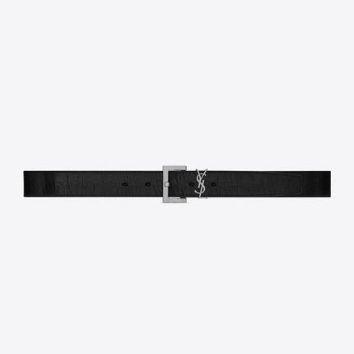 유럽직배송 입생로랑 SAINT LAURENT MONOGRAM belt with square buckle in crackled leather 6344400KT0E1000