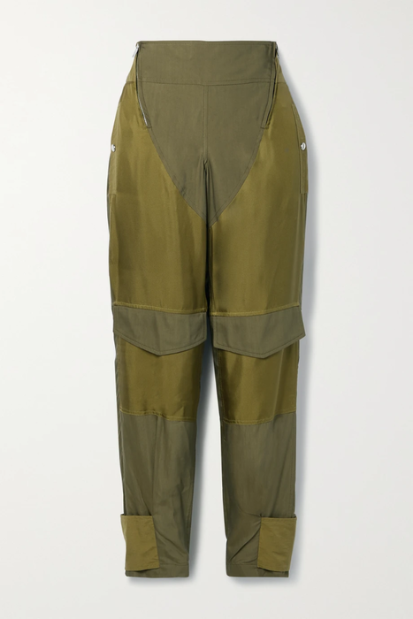 유럽직배송 버버리 BURBERRY Paneled silk-twill and Lyocell-blend cargo pants 11452292645873793