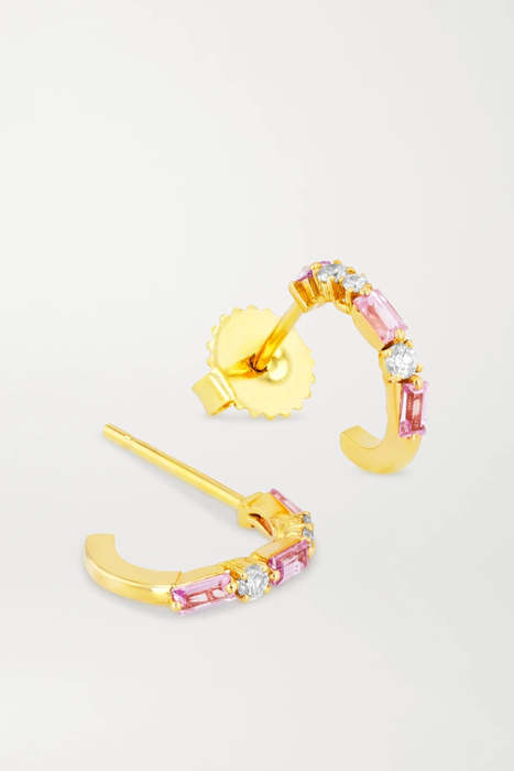 유럽직배송 수잔케일런 귀걸이 SUZANNE KALAN 18-karat gold, sapphire and diamond hoop earrings 17476499599508581