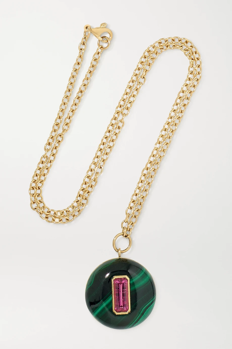 유럽직배송 RETROUVAÍ Lollipop 14-karat gold, malachite and tourmaline necklace 17476499598957668