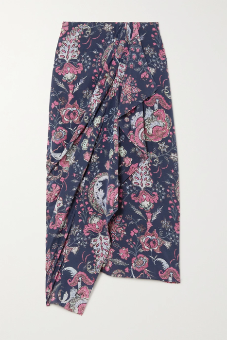 유럽직배송 이자벨마랑 ISABEL MARANT Bree draped printed silk-blend crepe de chine midi skirt 11452292646442660