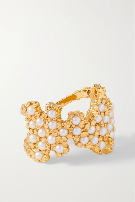 유럽직배송 PACHAREE Clustered Floret gold-plated pearl ring 30629810019790171