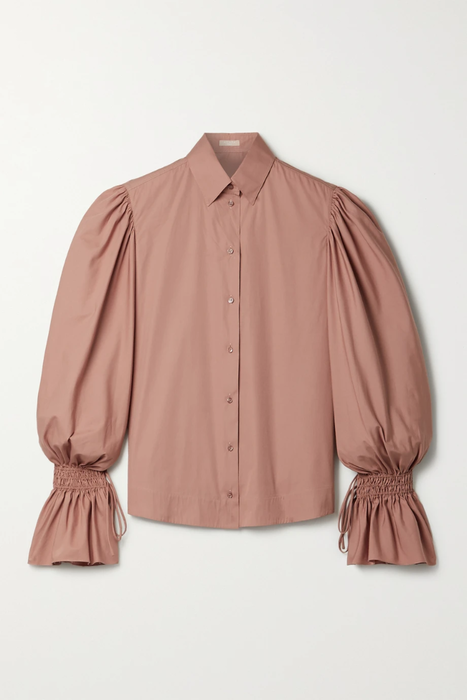 유럽직배송 알라이아 ALAÏA Shirred cotton-poplin blouse 22527730566127126