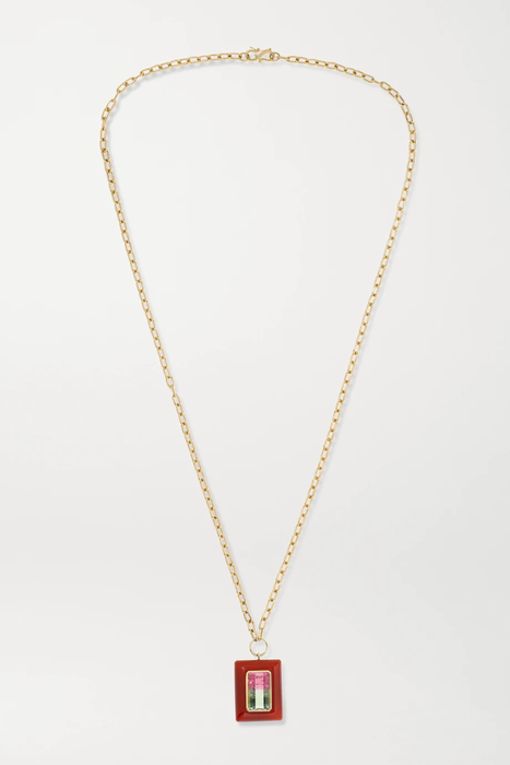 유럽직배송 RETROUVAÍ Lollipop 14-karat gold, carnelian and tourmaline necklace 17476499598957676
