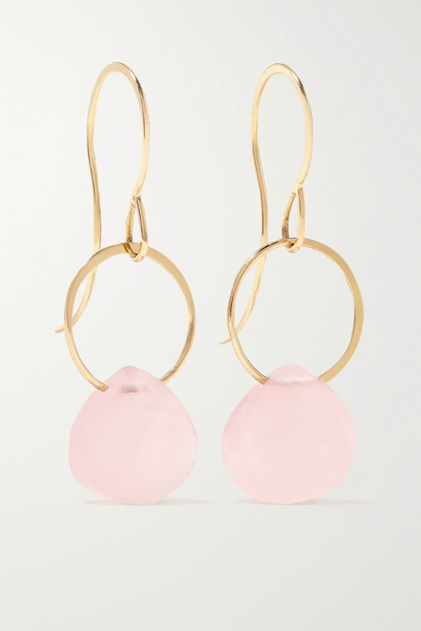 유럽직배송 멜리사조이매닝 귀걸이 MELISSA JOY MANNING 14-karat recycled gold rose quartz earrings 27086482323709491