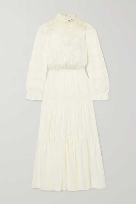 유럽직배송 이자벨마랑 원피스 ISABEL MARANT Gracie lace-trimmed tiered cotton and silk-blend maxi dress 25185454455638914