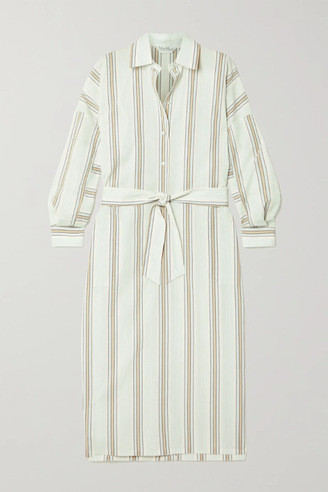 유럽직배송 막스마라 원피스 MAX MARA Deserto belted striped cotton-blend shirt dress 29419655932408389