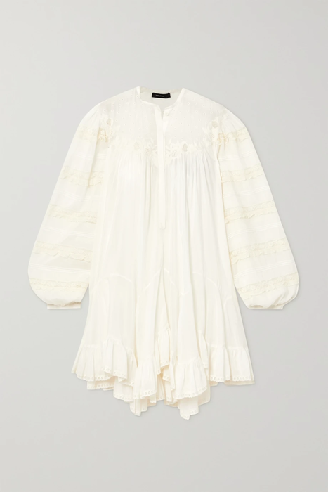 유럽직배송 이자벨마랑 미니원피스 ISABEL MARANT Gyliane lace-trimmed ruffled broderie anglaise cotton and silk-blend mini dress 25185454455647126