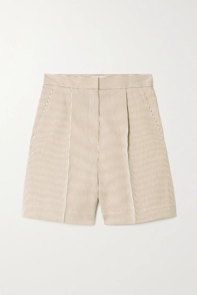유럽직배송 막스마라 MAX MARA Zampino pleated striped cotton and silk-blend shorts 29419655932408369
