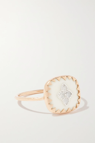 유럽직배송 PASCALE MONVOISIN Pierrot 9-karat rose and white gold, bakelite and diamond ring 43769801098223313