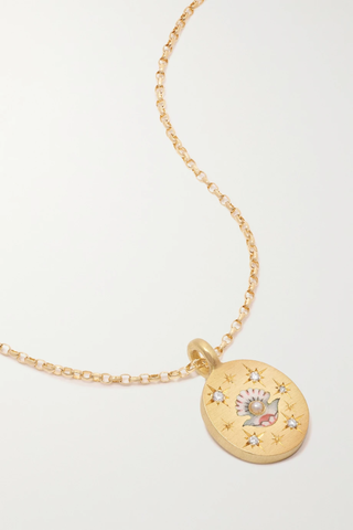 유럽직배송 CECE JEWELLERY Clam &amp; Pearl 18-karat recycled gold, enamel, diamond and pearl necklace 1647597282491605