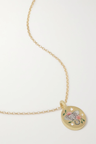 유럽직배송 CECE JEWELLERY The Elephant &amp; Camellia 18-karat gold, enamel and diamond necklace 1647597282491609