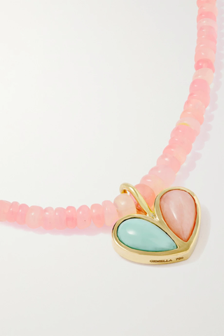 유럽직배송 GEMELLA Sweetheart 18-karat gold, opal and turquoise necklace 1647597283661768