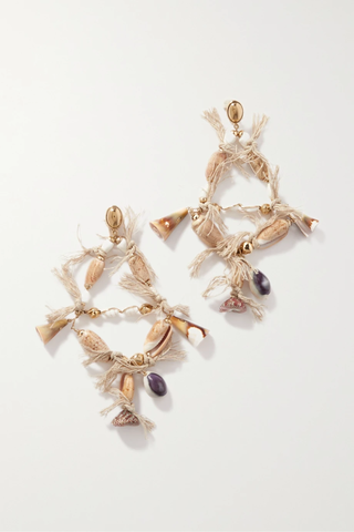 유럽직배송 끌로에 귀걸이 CHLOÉ Lyv gold-tone, shell, cotton and glass earrings 33258524072226496