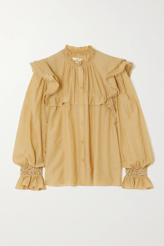 유럽직배송 이자벨마랑에뚜왈 블라우스 ISABEL MARANT ÉTOILE Gilatedy ruffled guipure lace-trimmed cotton-blend voile blouse 43769801094932357